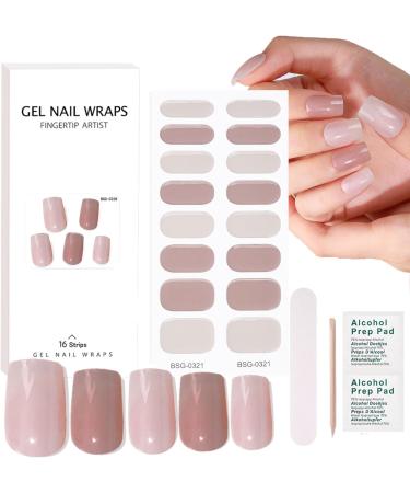 Gel Nail Stickers Semi Cured Gel Nails - 16PCS Stickers Nail Wraps Soft Self-Adhesive - Semi Cured Gel Nail Wraps Gel Nail Stickers - Glossy & Long Lasting Gel Nail Stickers Need UV Light (Nude) - Buy Online on GoSupps.com