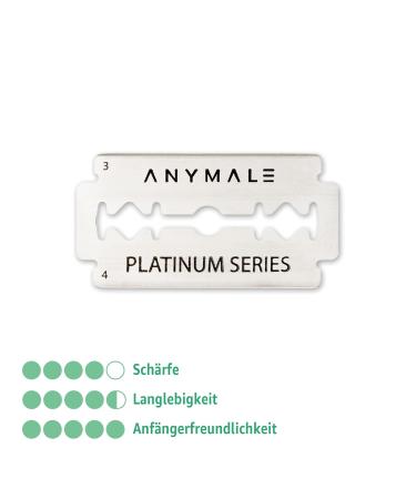 Anymale Platinum Series Razor Blades - 50 Sharp Double Blades for Men & Women - Perfect for Sensitive Skin - International Shipping - Buy Online on GoSupps.com