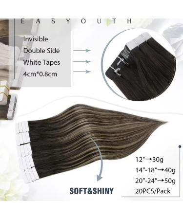 Easyouth 24 Inch Black Balayage Tape in Hair Extensions - Remy Hair Ombre Black to Blonde 20Pcs Skin Weft Tape-in Extensions - Buy Online on GoSupps.com