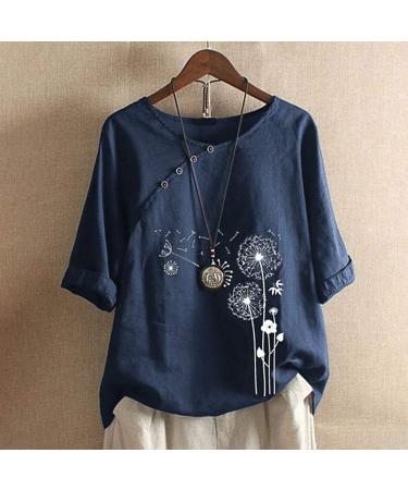 Elegant Women's Summer Ppanguding T-Shirt | Short Sleeve Blouse Tops | Stylish Navy Tunic & Tank Top - Buy Online on GoSupps.com