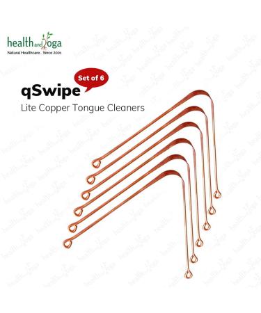 Buy HealthAndYoga qSwipe Lite Copper Tongue Cleaners - 6 Pack for Bad Breath Relief & Oral Hygiene - Buy Online on GoSupps.com