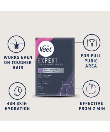 Veet Expert Hair Removal Cream Kit - Full Bikini, All Skin Types - 200ml (Pack of 1) - Buy Online on GoSupps.com