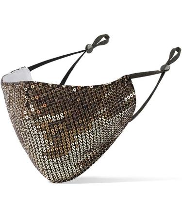 Yimidear Adult Bling Mouth Protection Mask - Reusable Washable Dust Mask with 2 Active Coal Filters for Running & Cycling - Gold Sequin Design - Buy Online on GoSupps.com