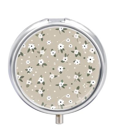 Pill Box Pill Case 3 Compartment Travel Pill Box with Black Lines Printing Small Pill Box Portable Medicine Pill Case Pill Organizer for Purse & Pocket for Travel Handbag (Round)