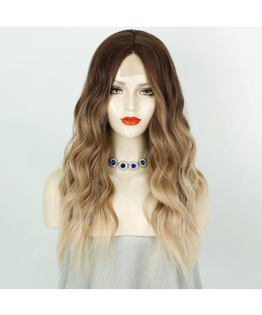 Natural Ombre Brown Wavy Wig for Women - Heat Resistant Synthetic Curly Hair - Buy Online on GoSupps.com