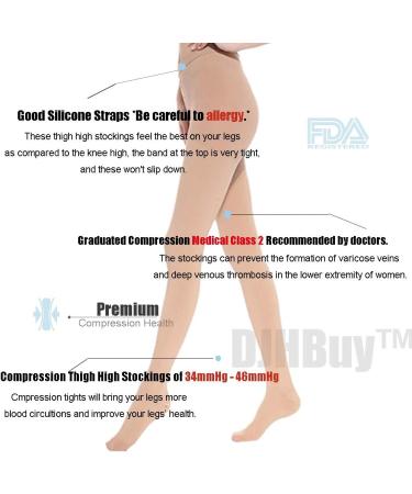 DJH Compression Support Leggings (34-46mmHg) for Women - Opaque Therapeutic Firm Graduated Hose Pants in Small Skin Colour - Buy Online on GoSupps.com