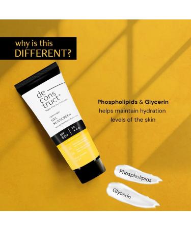 Deconstruct Face Gel Sunscreen SPF 50 + | Gel based sunscreen for oily combination skin normal skin | Broad spectrum sunscreen No White Cast Lightweight - 50g - Buy Online on GoSupps.com