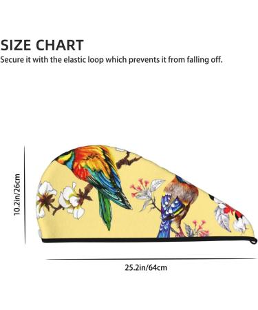 Microfiber Hair Drying Cap - Bright Birds Soft Absorbent Towel Wrap for Quick Drying Curly Long & Thick Hair | Fast-Dry Hair Towel with Button - Buy Online on GoSupps.com