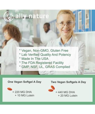 Ally Nature Vegan Prenatal DHA 440mg + Lutein 20mg + Non-GMO Multivitamin - 60 Softgels for Healthy Pregnancy Support - Buy Online on GoSupps.com
