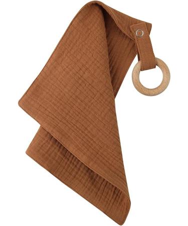 VsilaY Baby Bibs with Wooden Teether - Soft Cotton Burp Cloths for Newborns | Snap Button & Absorbent Towel - Buy Online on GoSupps.com