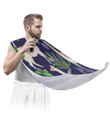 Beard Bib Apron Beard Bib Hair Catcher for Men Shaving and Trimming Non-Stick Waterproof Beard Cape Grooming Cloth Lovely Alpacas