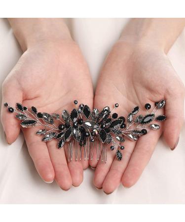 Brishow Black Wedding Hair Comb - Rhinestone Opal Crystal Bridal Hair Clip - Buy Online on GoSupps.com