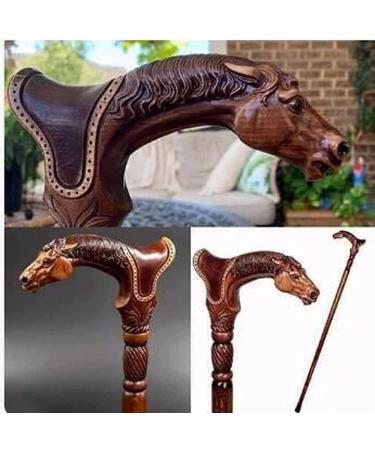 Wooden Cane Hand-Made Horse Head Cane Animal Carved Wooden Stick Light Cane Powerful Walker  - Buy Online on GoSupps.com