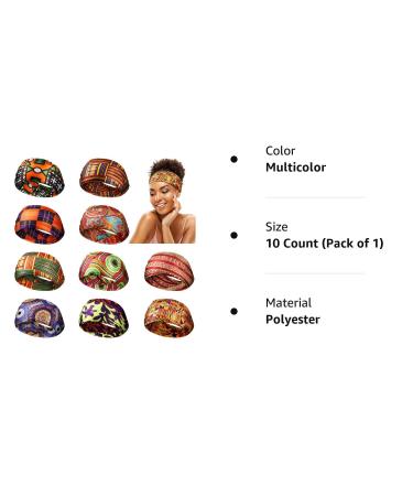 Canlierr African Headband Set - 10 Boho Print Turbans for Women & Girls, Wide Elastic Yoga Headband for Sports & Hair Accessories (Chic Patterns) - Buy Online on GoSupps.com