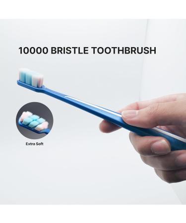 Soft Toothbrushes for Adults - Couples Set in Blue & Red with Heart Texture | includes Tongue Scraper for Complete Oral Care - Buy Online on GoSupps.com