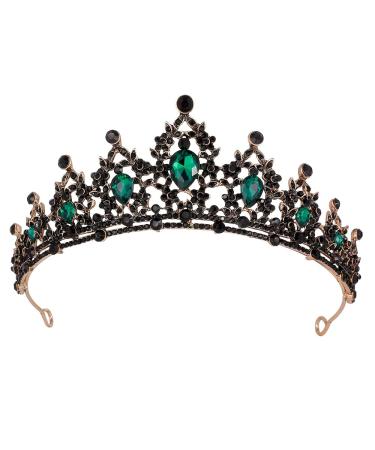 Kamirola - Queen Crown and Tiaras Princess Crown for Women and Girls Crystal Headbands for Bridal, Princess for Wedding and Party (Black&Green)