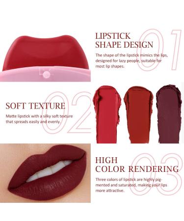 Dark Ruby Deep Red Purple Matte Velvet Lazy Lipstick Set - Long Lasting & Waterproof Lipstick Packs for Women - 3Pcs Smudge Proof Lip Stain Gloss Makeup Set (Pack of 1) - Buy Online on GoSupps.com