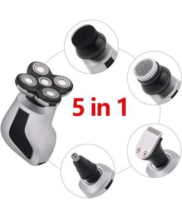 Buy 5 in 1 Rechargeable Bald Head Shaver for Men - Electric Shaver with Floating Heads Beard & Hair Trimmer Nose & Ear Razor Facial Brush - International Shipping Available - Buy Online on GoSupps.com