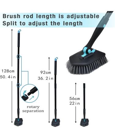 Tub and Tile Scrub Cleaning Brush 3 in 1 Shower Bathroom Scrubber Cleaner Brushes with 50.4'' Extendable Long Handle Detachable Stiff Bristles for Cleaning Bathtub Wall Floor Kitchen Sink Toilet - Buy Online on GoSupps.com