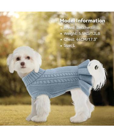 Classic Dog Sweater Dress | Winter Warm Knitted Coat for Medium & Large Dogs | Cozy Pet Costume in Hazeblue - XXLarge - Buy Online on GoSupps.com