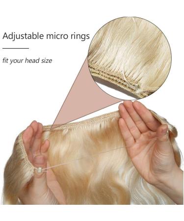 16 inches SEGO One Piece Invisible Secret Wire Hair Extension Headband Real Human Hair No Clip in #60 Platinum Blonde Wavy Curly Remy Hairpieces for Women (60g) 16 Inch #60 Platinum Blonde - Buy Online on GoSupps.com
