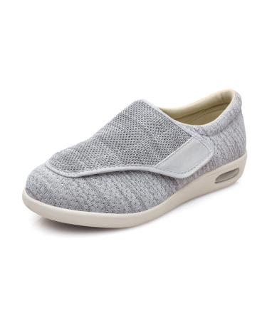 Yytcsjz Men Adjustable Diabetic Shoes Summer and Autumn Swollen Feet Diabetic Edema Boots Slippers Lightweight Extra Wide Breathable for Elderly Diabetic (Color : Light Grey Foot Length : 12)