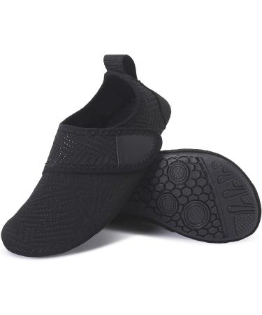 L-RUN Toddler Water Shoes | Barefoot Aqua Socks for Beach Pool Surfing | Kids Swim Shoes 9.5-10 Toddler | Strip Black - Buy Online on GoSupps.com