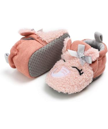 RVROVIC Baby Boys Girls Plush Winter Snow Boots - Bowknot, Anti-Slip, Warm Fleece Infant Boots for Toddlers (0-6 Months) - Pink Elephant - Buy Online on GoSupps.com