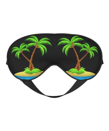 3D Palm Tree Print Night Blackout Eyeshade with Elastic Strap Fit Shift Work Nap Travel Relaxing