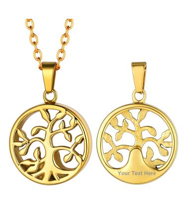 Prosteel urn chain personalized cross/maria/life tree trailer necklace memorial ash pendant with 55cm/50cm chain chain stainless steel/18k gilded memory jewelry accessory 06 gold not personalized