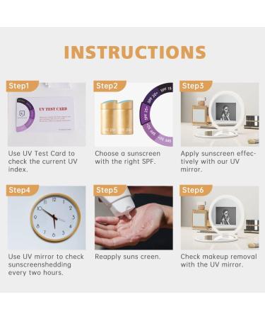 FENCHILIN Travel Compact Mirror with UV Camera | 2X Magnification Portable Lighted Mirror 3.5 Inch - Buy Online on GoSupps.com