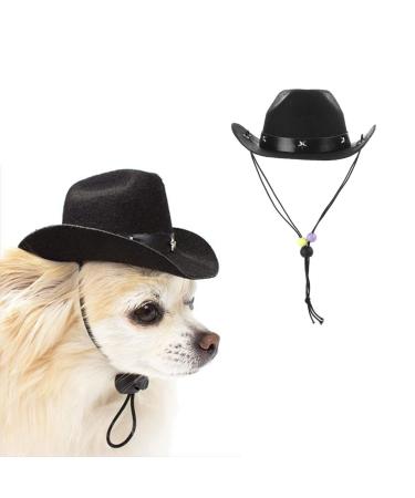 AWOCAN Pet Dog Costume Cowboy Hat Cosplay Cap Puppy Pet Dog Cat Holiday Pet Party Decoration (Black)