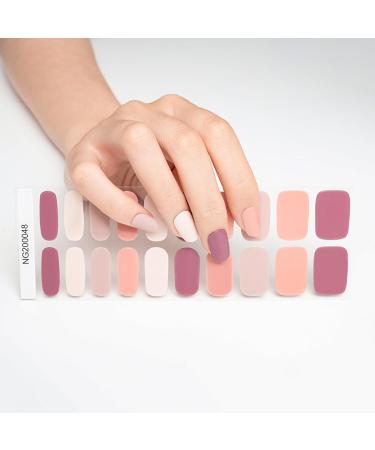 Foyute Semi Cured Gel Nail Strips 20 Pcs Soft Self-Adhesive Gel Nail Polish Wraps Sticker for Salon-Quality Manicure Set Long Lasting Easy to Apply & Remove Nail File & Wooden Stick (Fade orange) - Buy Online on GoSupps.com