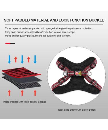 Suredoo Reflective Dog Harness for Medium & Small Breeds - No-Pull Adjustable Soft & Safe for Puppies - Size S Red - Buy Online on GoSupps.com