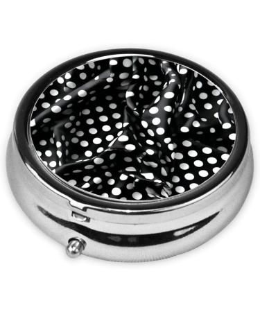 Black and White Corrugated Dots Round Pill Box | 3 Compartment Travel Organizer for Pills - Buy Online on GoSupps.com