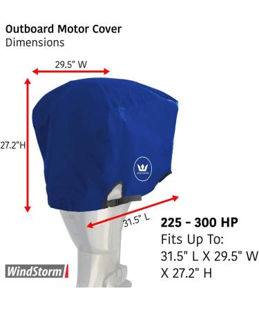 Windstorm Outboard Boat Motor Cover - Heavy Duty 600D Polyester Marine Canvas - Charcoal 115-225 HP - 9 Colors Available - Buy Online on GoSupps.com