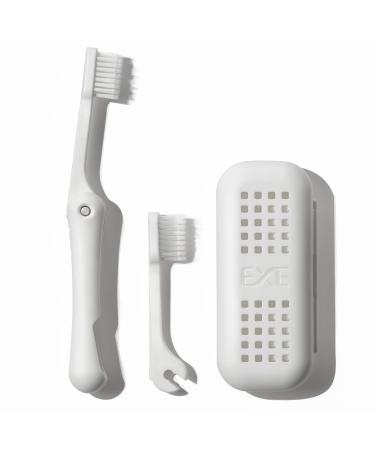 Travel toothbrush with Toothbrush case Xtr Space for Travel Toothpaste or Replaceable Toothbrush Heads|Camping Essentials for Outdoor Enthusiasts Perfect for Business Travel and the wild-White