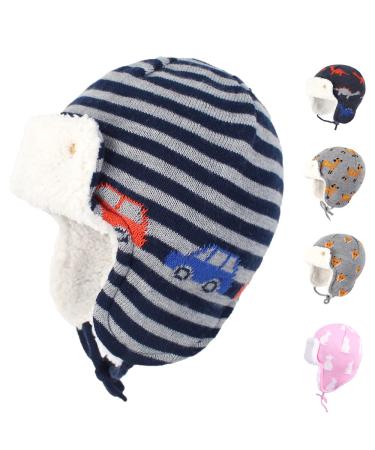 Gajaous Baby Boys Girls Winter Animals Earflap Beanie Hat Kids Infant Dinosaur Fox Pattern Fleece Lining Warm Hat 2-4 Years Car