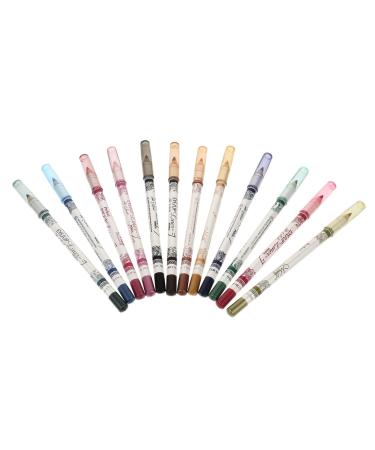 NOLITOY 12 Eyeliner Pencil Flash Suit Glitter Eyeliner Eye Shadow Cosmetic Pencils Set Water Proof Lip Liner 1 count (Pack of 1) As Shown