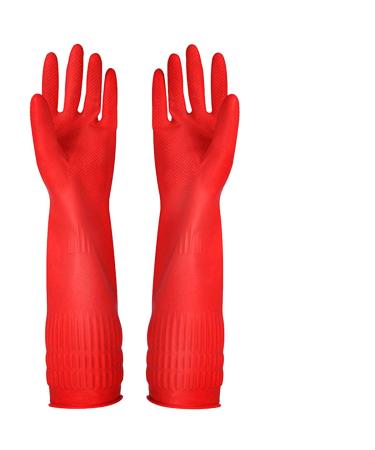 YSLON Rubber Cleaning Gloves Kitchen Dishwashing Gloves 3 Pairs Waterproof Reusable. (Red S) S (Pack of 3)