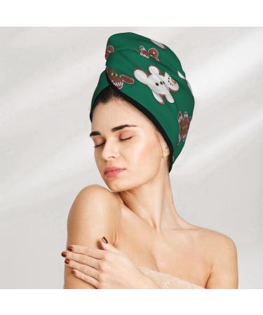 Gingerbread Snowman Cookies Microfiber Hair Towel | Soft Super Absorbent Quick Dry Hair Wrap for Long Curly & Thick Hair - Perfect Gift for Women - Buy Online on GoSupps.com