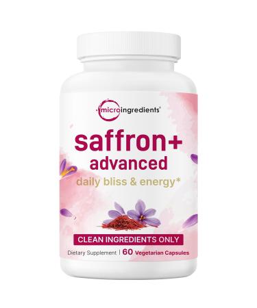 Saffron+ Advanced Supplements 60 Veggie Capsules | 10-in-1 with Saffron Extract High Absorption Fat-Soluble Vitamin C Magnesium Turmeric & KSM-66 Ashwagandha | Filler Free