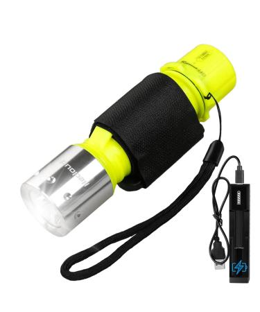 HECLOUD Scuba Diving Flashlight with Rechargeable Power Snorkeling Dive Torch Light IPX8 Waterproof LED Submarine Underwater Lights, 1100 Lumens 3 Modes for Underwater Sports