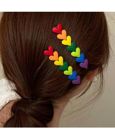 XIAHIOPT Rainbow Color Heart Shape Hairpins Glitter Hair Clip Barrettes Hair Clip for Woman Bangs 2 - Buy Online on GoSupps.com