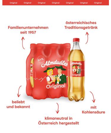 Almdudler Original Alpine Herb Lemonade - Bulk Pack (6 x 1L) | Natural Lemonade Made from Alpine Herbs - Buy Online on GoSupps.com