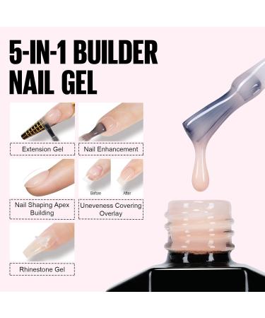 Tomicca 5-in-1 Nude-Rosa Builder Nail Gel 15ml | UV/LED Gel for Nail Extensions Strengthening & Design - Buy Online on GoSupps.com