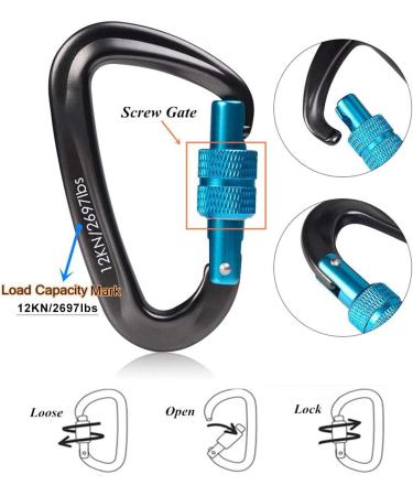 Heavy-Duty Karabiner Hook (12 kN) with Key Rings - Secure Your Pets Gear & More for Camping Hiking & Outdoor Adventures - Buy Online on GoSupps.com