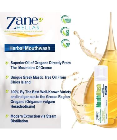 Zane Hellas Oregano Oil Mouthwash - Herbal Oral Rinse for Gingivitis, Plaque, Dry Mouth & Bad Breath - Alcohol & Fluoride Free - 2 fl.oz - Buy Online on GoSupps.com