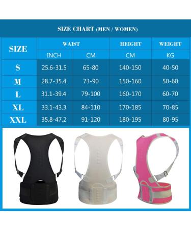 Thoracic Back Brace Posture Corrector - Magnetic Support for Neck Shoulder Upper and Lower Back Pain Relief - Fully Adjustable Belt - Black Large - Buy Online on GoSupps.com