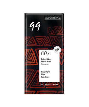 Vivani Vivani - Fine Bitter Chocolate 99% Panama Cocoa - 80g - Pack of 10